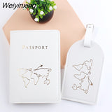 Weiyinxing pcs New Map Couple Passport Cover Letter Women Men Travel Wedding Passport Cover Holder Travel Case Set