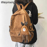 Weiyinxing Cute Women Corduroy Backpack Schoolbag For Teenage Girls Boys Book Laptop Rucksack Mochila Female Travel Schoolbag