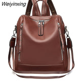 Weiyinxing Women Backpack Women's Leather Backpack Female School Backpack Women Shoulder Bag for Teenage Girls Travel Back Rucksack