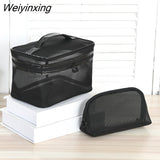 Weiyinxing Women Men Necessary Portable Cosmetic Bag Transparent Travel Organizer Fashion Large Black Toiletry Bags Makeup Pouch