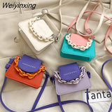 Weiyinxing Ladies Simple Versatile Bag Women Mini Crossbody Bag Acrylic Chain Lady Hit Color PU Leather Luxury Designer Shoulder Bag