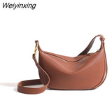 Weiyinxing Capacity Genuine Leather Shoulder Crossbody Bag for Women Fashion Solid Color Cow Genuine Women Handbag Luxury Ladies Tote