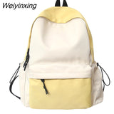 Weiyinxing New Panelled Waterproof Nylon Backpack Women Patchwork Japanese Fashion College School Bag Boy Girls Laptop Backpack Travel