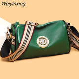 Weiyinxing Litchi pattern Genuine Leather Shoulder Crossbody Bag For Women 2023 Luxury Solid Color Cow Leather Small Ladies Handbag