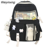 Weiyinxing New Buckle Badge Women Backpack Candy Color Fashion Cute Schoolbag Shoulder Student Bag Teenage Girls College Backpack