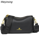 Weiyinxing Solid Color Fashion Shoulder Handbags Female Travel Cross Body Bag Weave Small cowhide Leather Crossbody Bags for Women