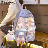 Weiyinxing Teenage Girls College Student Backpacks Large Capacity Women Schoolbag Simple Fashion Female Laptop Backpack Cute Boy Bag