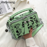 Weiyinxing Luxury Design Women Leather Handbags and Purse Fashion Crossbody Bags for Women Graffiti Handbags Shoulder Bags Women Bag 911