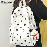 Weiyinxing Trendy Number New Printing Women Nylon Laptop Book Bag Lady Leisure College Backpack Girl Cute Travel School Bags Fashion