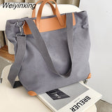 Weiyinxing canvas women handbags designer letters shoulder crossbody bags female large capacity tote leather patchwork shopper bag