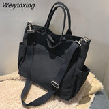 Weiyinxing One Shoulder Crossbody Bags Double Canvas Bag Female Students Pack School Bags High Capacity Women Portable Handbag