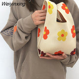 Weiyinxing Design Knitted Handbags Wrist Bags For Women Knitted Women's Handbag Ladies Carry Tote bag pouch sac a main femme