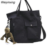 Weiyinxing Women's Tote Shoulder Bag Solid Color Canvas Crossbody Bags for Women Handbags Shopping Bag Ladies Messenger Bag Bolso