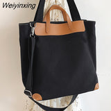 Weiyinxing canvas women handbags designer letters shoulder crossbody bags female large capacity tote leather patchwork shopper bag