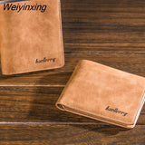 Weiyinxing Men Retro Frosted PU Wallet Two Folding Male Purse Credit Card Holder Solid Color Short Wallet Purse and Wallet