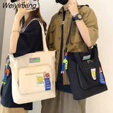 Weiyinxing Men And Women Messenger Bag Portable One Shoulder High Capacity Canvas Bag Women's Handbag School Bag Laptop Bag Ipad Bag