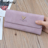 Weiyinxing Fashion Women's Wallets 2023 New Frosted Long Wallet Retro Snap Clasp Clutch Bag PU Leather Female Coin Purse