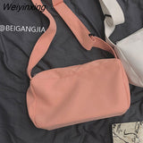 Weiyinxing Women Simple Shoulder Bag Oxford Cloth Messenger Bag Women's Canvas Bag Women's Shoulder Bag Square Bag Solid Color Youth Pack