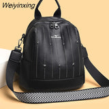 Weiyinxing Rivet Leather Bags For Women 2023 High Capacity Anti-theft Backpacks For Girls Multifunction Casual Bagpack Sac A Dos