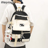 Weiyinxing Quality Multi Pocket Buckle Backpack Women Patchwork Waterproof Shoulder Bags Teenage Girls Laptop Backpack Cute School Bag