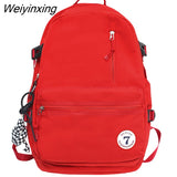 Weiyinxing Red High Capacity Boy School Bag Male Women Travel Book Bag Female College Backpack Men Lady Laptop Packet Fashion Teenager