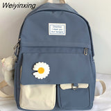 Weiyinxing College Student Backpack Cute Flower Nylon Women School Bag Lady Kawaii Backpack Female Fashion Bags Book Trendy Travel New