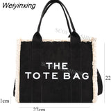 Weiyinxing Suede Luxury Designer Tote Bags for Women Shopping Travel Handbag Winter Plush Shoulder Bags Chic Leisure Crossbody Bag