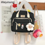 Weiyinxing Multi-function Lovely Girl Backpack Japanese Preppy Style Students Schoolbag Large Capacity Contrast Color Travel Bag New