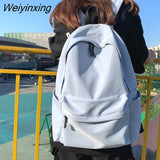 Weiyinxing Fashion Red Backpack Women Waterproof Solid Color High School Bag for Teenage Girl Cute Student Bag Portable Travel Rucksack