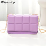 Weiyinxing New PU Leather Shoulder Bags for Women Lingge Chain Rhomboid Crossbody Bags Casual Trend Handbags Mini Phone Bag