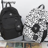 Weiyinxing Cool Lady Leopard School Backpack Women Laptop Nylon Set Bag Girl Cute Travel College Backpack Female Kawaii Trendy Bags