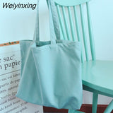 Weiyinxing Women Canvas Shopping Bags Eco Reusable Shoulder Bag Large Capacity Handbag Fabric Cotton Bag for Women Portable Shopping Bags