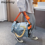 Weiyinxing Denim Women Shoulder Bags Large Capacity Travel Bag Designer Women Bags Luxury Blue Jeans Crossbody Bag Female Big Purse