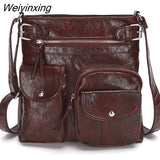 Weiyinxing FASHION Mini PU Leather Multi Pocket Vintage Crossbody Bags For Women 2023 Ladies Fashion Shoulder Bag