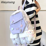 Weiyinxing Travel Kawaii Cartoon Print School Bag Trendy Female College Backpack Fashion Ladies Student Backpack Women Laptop Book Bag