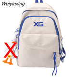 Weiyinxing Fashion Letters Embroidery Women Backpack Female Inclined Zipper Nylon Travel Bag Teenage Girl Multi-pocket Schoolbag Preppy