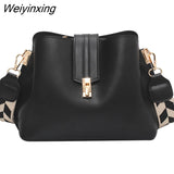 Weiyinxing New Luxury Designer Women Shoulder Bags Leather Bucket Purse Fashion Brands Crossbody Bag Stylish Chic Women Handbag Purse