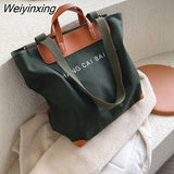 Weiyinxing canvas women handbags designer letters shoulder crossbody bags female large capacity tote leather patchwork shopper bag