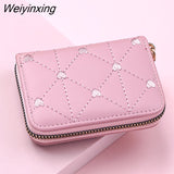 Weiyinxing Pc Women Business Card Holder Pu Leather Credit Card Holder Ladies Zipper Pocket Unisex Card Case Zipper Coin Purse