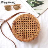 Weiyinxing Round Mulit Style Straw Bag Handbags Women Summer Rattan Bag Handmade Woven Beach Circle Bohemia Handbag New Fashion