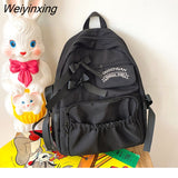 Weiyinxing Women Japanese Sweet Backpack Ladies Cute Hit Color Bow Backpack Large Capacity Travel Mochila College Style Student School Bag