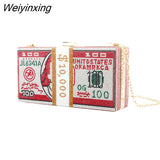 Weiyinxing Crystal Money USD Bags Dollar Design Luxury Diamond Evening Bags Party Purse Clutch Bags Wedding Dinner Purses and Handbags