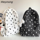 Weiyinxing Trendy Number New Printing Women Nylon Laptop Book Bag Lady Leisure College Backpack Girl Cute Travel School Bags Fashion