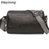 Weiyinxing Braided Wide Shoulder Straps Small Women's Messenger Bag Purse Genuine Leather Fashion Women Bag High Quality Shoulder Bags