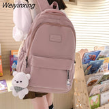 Weiyinxing Solid Color Nylon Women Backpack School Bag For Teenagers Girls Travel Backbag Students Bag Kawaii Bookbag Mochilas