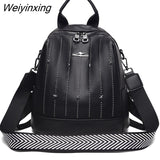 Weiyinxing Rivet Leather Bags For Women 2023 High Capacity Anti-theft Backpacks For Girls Multifunction Casual Bagpack Sac A Dos