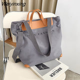 Weiyinxing canvas women handbags designer letters shoulder crossbody bags female large capacity tote leather patchwork shopper bag