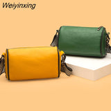 Weiyinxing Braided Wide Shoulder Straps Small Women's Messenger Bag Purse Genuine Leather Fashion Women Bag High Quality Shoulder Bags