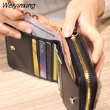 Weiyinxing Women Short Wallets PU Leather Female Plaid Purses Nubuck Card Holder Wallet Fashion Woman Small Zipper Wallet With Coin Purse