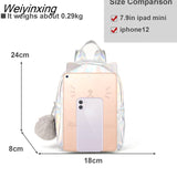 Weiyinxing FASHION Kids Cute Mini Cat Backpack for Girls Kindergarten Bookbag Laser Multi Color Cartoon Pack Travel Bag with Fur Ball